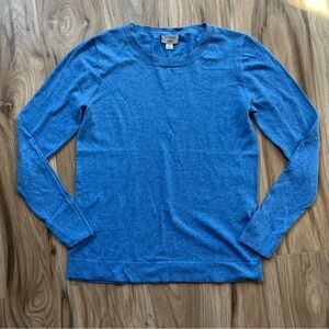J. Crew Teddie Sweater Blue S Pullover 100% Cotton Crew Neck Minimalist Preppy